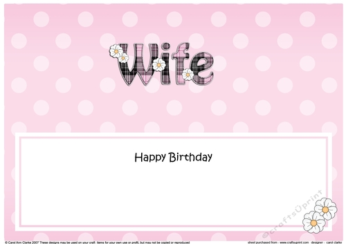 Large DL Happy Birthday WIFE insert