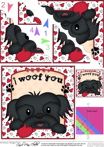 Scalloped Corner Stacker - Love, Romance, Valentine- Little Shih Tzu Dog
