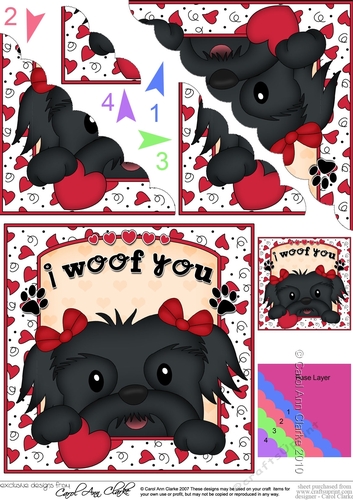 Scalloped Corner Stacker - Love, Romance, Valentine- Little Shih Tzu Dog