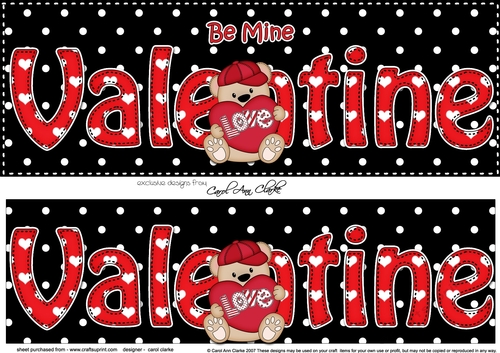 Large DL Be Mine VALENTINE 3D decoupage with Cute Teddy Bear