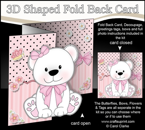 3D Shaped No-Hole Fold Back Mini Kit -  Cute Little Belle Bear