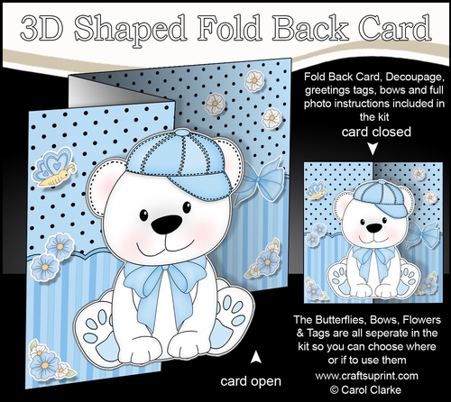 3D Shaped No-Hole Fold Back Mini Kit -  Cute Little Bobbi Bear