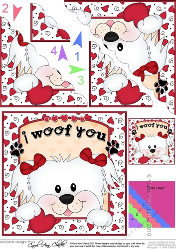 Scalloped Corner Stacker - Love, Romance, Valentine- Little Bichon Frise Dog