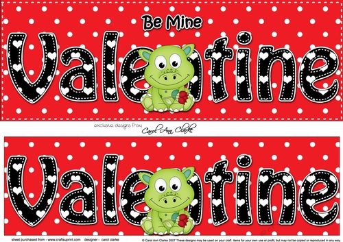 Large DL Be Mine VALENTINE 3D decoupage with Cute Dino