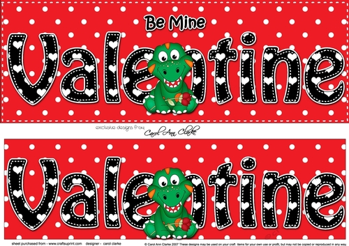 Large DL Be Mine VALENTINE 3D decoupage with Cute Dino