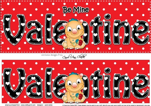 Large DL Be Mine VALENTINE 3D decoupage with Cute Dino