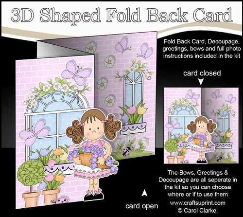 3D Shaped No-Hole Fold Back Mini Kit -  Country Cottage Girlz Zoe has a Basket of Flowers