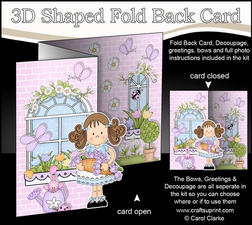 3D Shaped No-Hole Fold Back Mini Kit -  Country Cottage Girlz Zoe has a Basket of Flowers