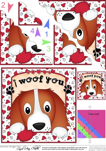 Scalloped Corner Stacker - Love, Romance, Valentine- Little Springer Spaniel Dog