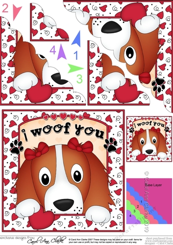 Scalloped Corner Stacker - Love, Romance, Valentine- Little Springer Spaniel Dog