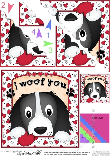 Scalloped Corner Stacker - Love, Romance, Valentine- Little Springer Spaniel Dog