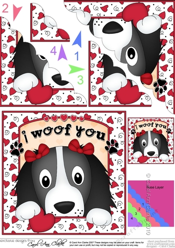 Scalloped Corner Stacker - Love, Romance, Valentine- Little Springer Spaniel Dog