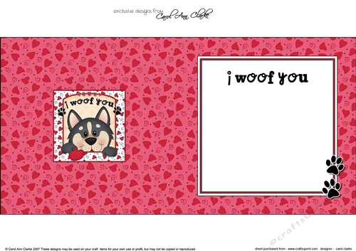 Square Landscape insert - Love, Romance, Valentine- Little Husky Dog 