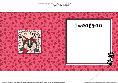 Square Landscape insert - Love, Romance, Valentine- Little Husky Dog 