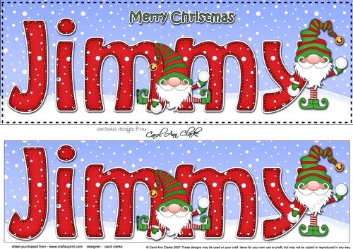 Large DL Merry Christmas JIMMY 3D decoupage 