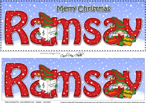 Large DL Merry Christmas RAMSAY 3D decoupage 