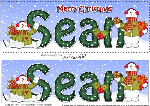 Large DL Merry Christmas SEAN 3D decoupage 