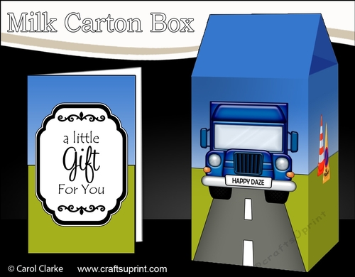 3D Milk Carton Treat Box - Blue Lorry