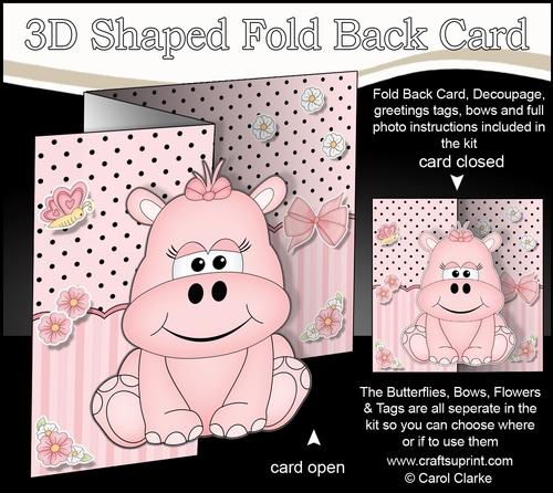 3D Shaped No-Hole Fold Back Mini Kit -  Cute Little Hilda Hippo