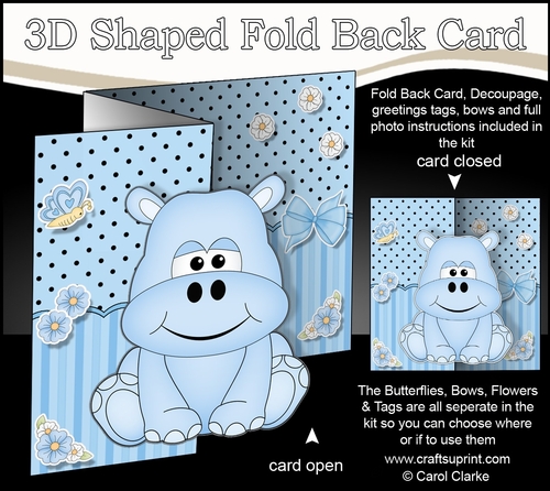 3D Shaped No-Hole Fold Back Mini Kit -  Cute Little Harold Hippo