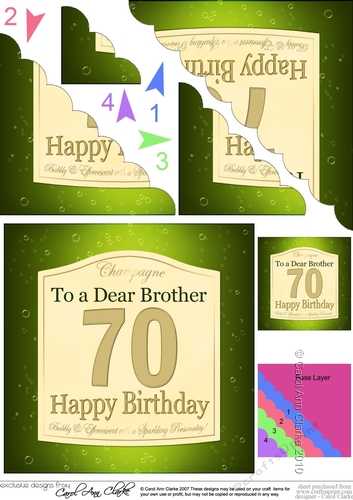 70th Birthday Brother Champagne Label Scalloped Corner Stacker