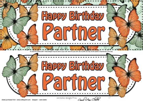 Large DL Happy Birthday PARTNER Butterflies 3D decoupage