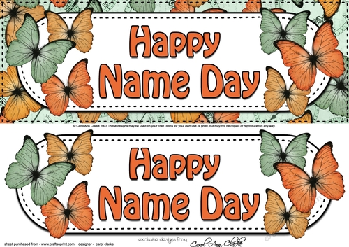 Large DL Happy NAME DAY Butterflies 3D decoupage