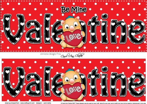 Large DL Be Mine VALENTINE 3D decoupage with Cute Dino