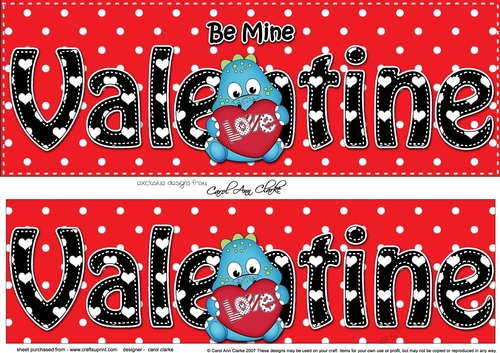 Large DL Be Mine VALENTINE 3D decoupage with Cute Dino