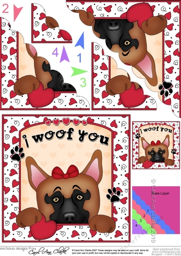 Scalloped Corner Stacker - Love, Romance, Valentine- Little German Shepherd Dog