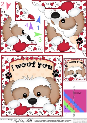 Scalloped Corner Stacker - Love, Romance, Valentine- Little Cavachon Dog