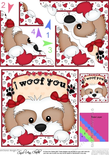 Scalloped Corner Stacker - Love, Romance, Valentine- Little Cavachon Dog