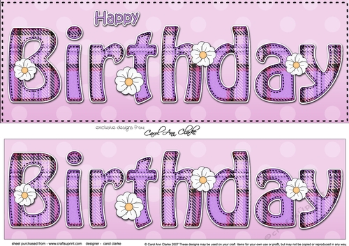 Large DL Tartan HAPPY BIRTHDAY 3D decoupage