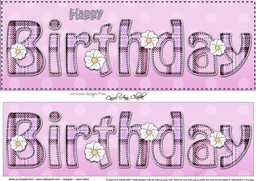 Large DL Tartan HAPPY BIRTHDAY 3D decoupage