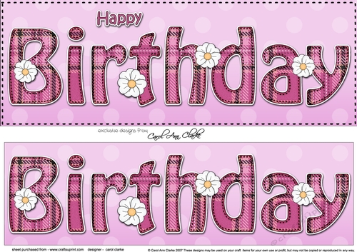 Large DL Tartan HAPPY BIRTHDAY 3D decoupage
