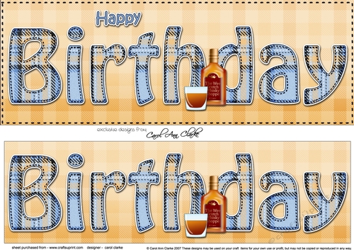 Large DL Tartan HAPPY BIRTHDAY 3D decoupage