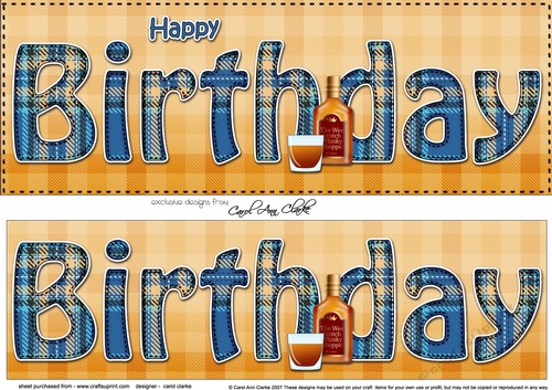 Large DL Tartan HAPPY BIRTHDAY 3D decoupage
