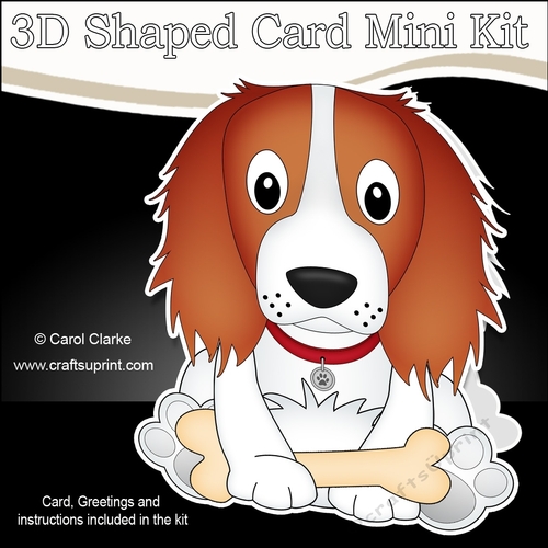 3D Shaped Card  Kit - Little Springer Spaniel Dog Baxter