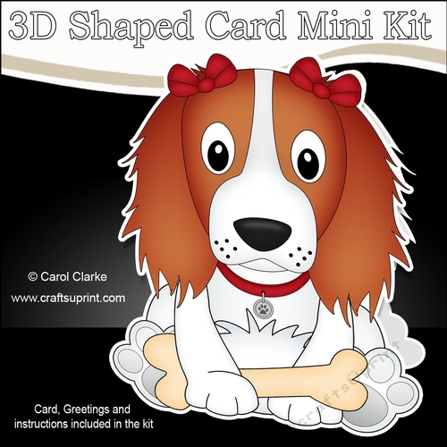 3D Shaped Card  Kit - Little Springer Spaniel Dog Petra