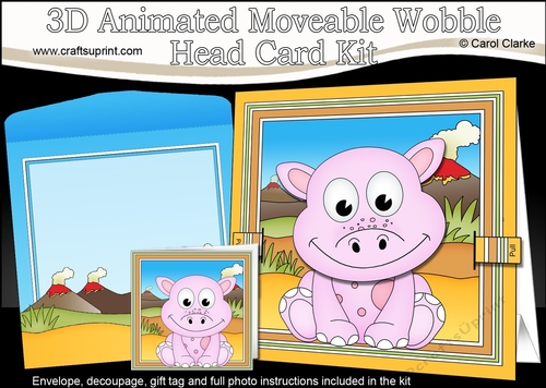 3D Animated Moveable Wobble Head Card - Cute Little Dilly Dino