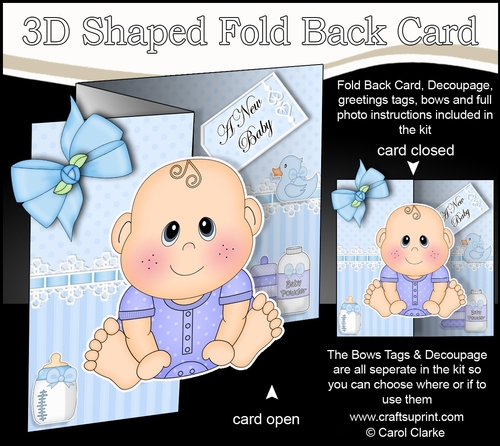 3D Shaped No-Hole Fold Back Mini Kit - Cute Little Baby Boy Milo