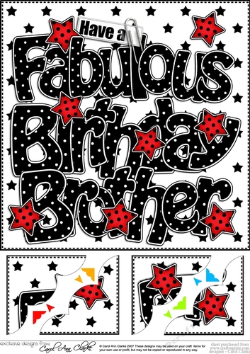 8 x 8 Have a Fabulous Birthday BROTHER Scalloped corner Topper