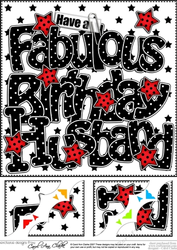 8 x 8 Have a Fabulous Birthday HUSBAND Scalloped corner Topper