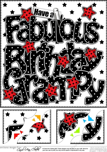 8 x 8 Have a Fabulous Birthday GRAMPY Scalloped corner Topper