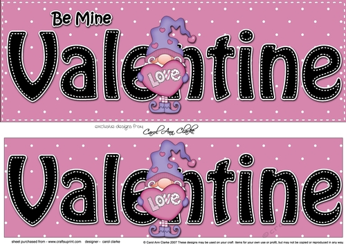 Large DL Be Mine VALENTINE 3D decoupage with Cute Gnome
