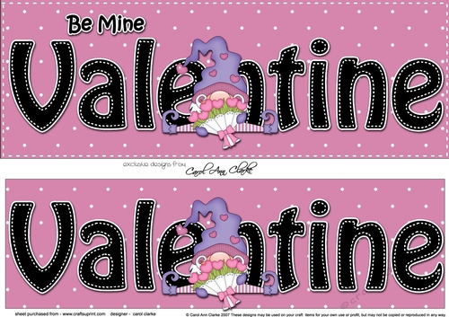 Large DL Be Mine VALENTINE 3D decoupage with Cute Gnome
