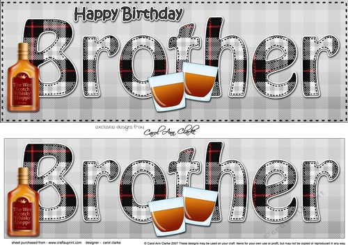 Large DL Tartan Happy Birthday BROTHER 3D decoupage