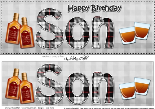 Large DL Tartan Happy Birthday SON 3D decoupage