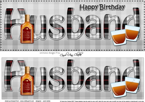 Large DL Tartan Happy Birthday HUSBAND 3D decoupage