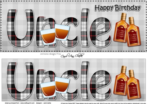 Large DL Tartan Happy Birthday UNCLE 3D decoupage